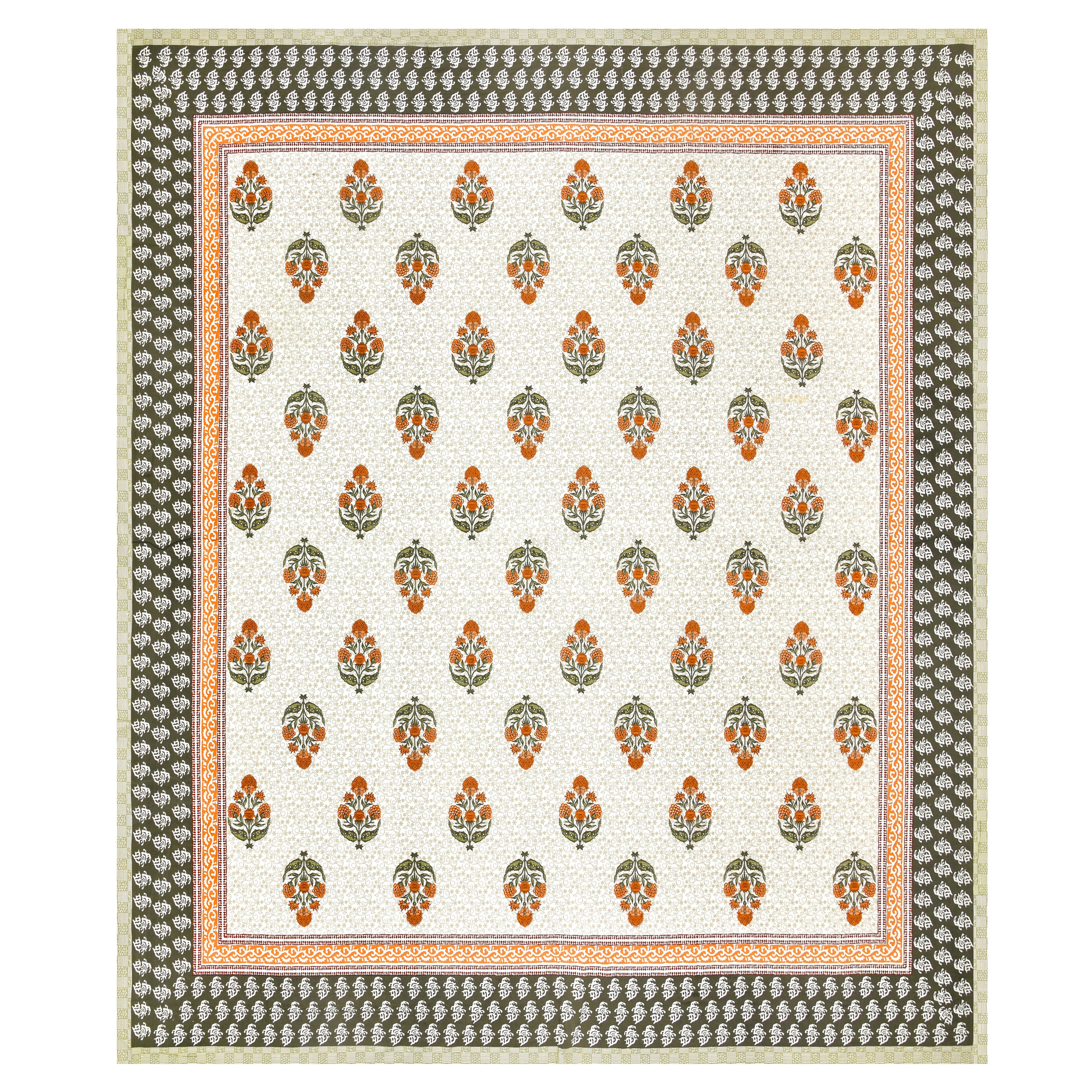 Floral Bouquets Cotton King Size Bedsheet - Marigold