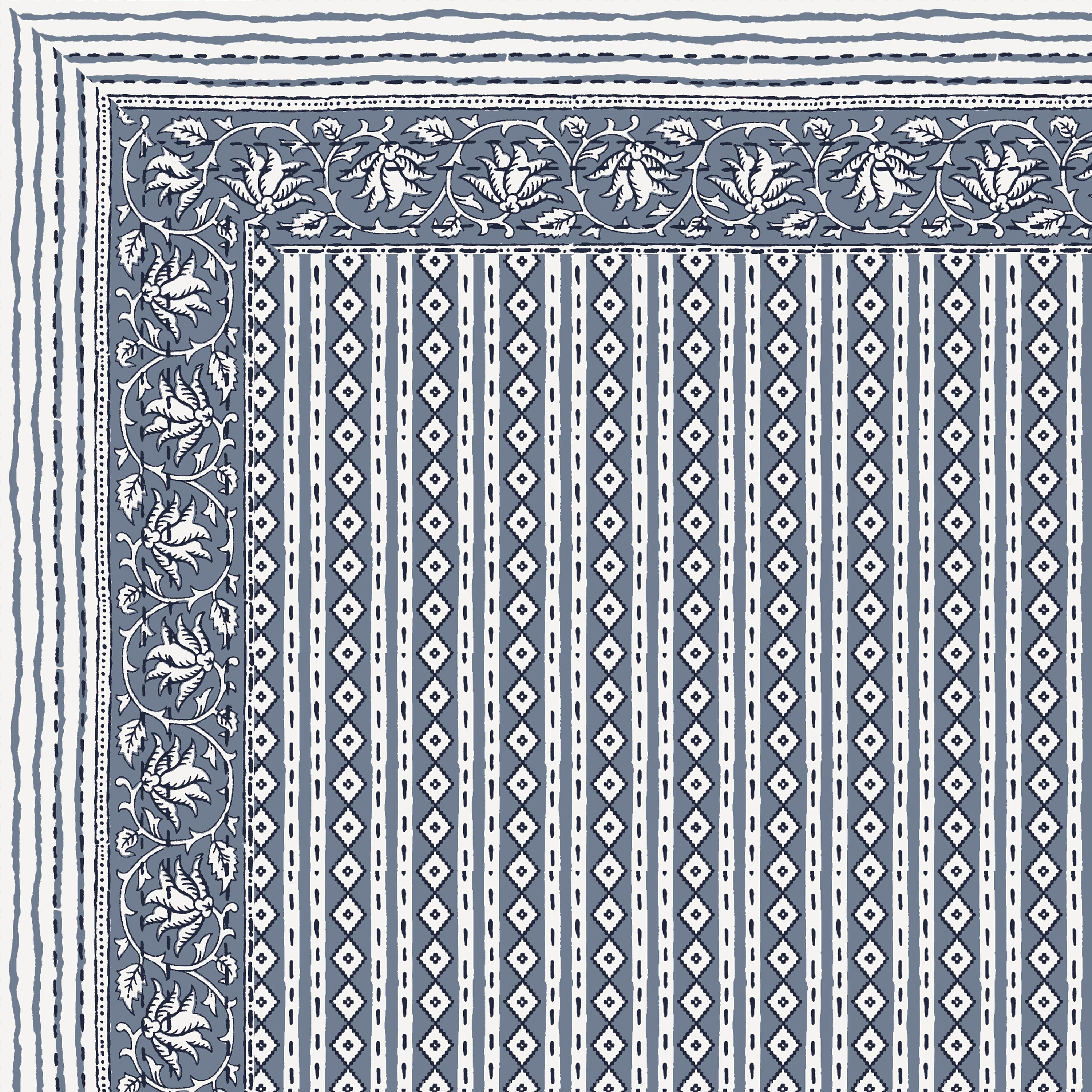Rajasthani Blockprinted Cotton Bedsheet - Ash Grey