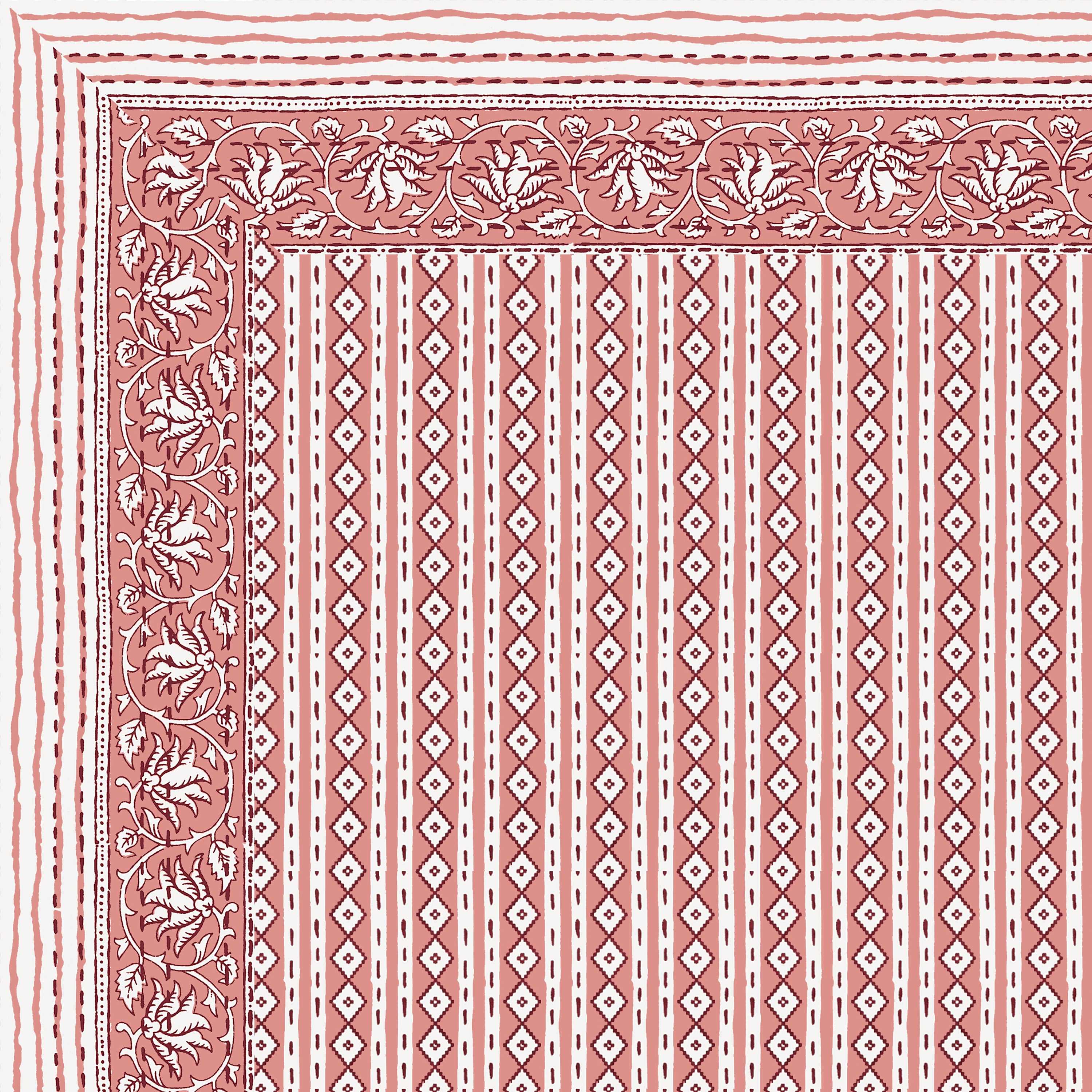 Rajasthani Blockprinted Cotton Bedsheet - Terracotta Pink