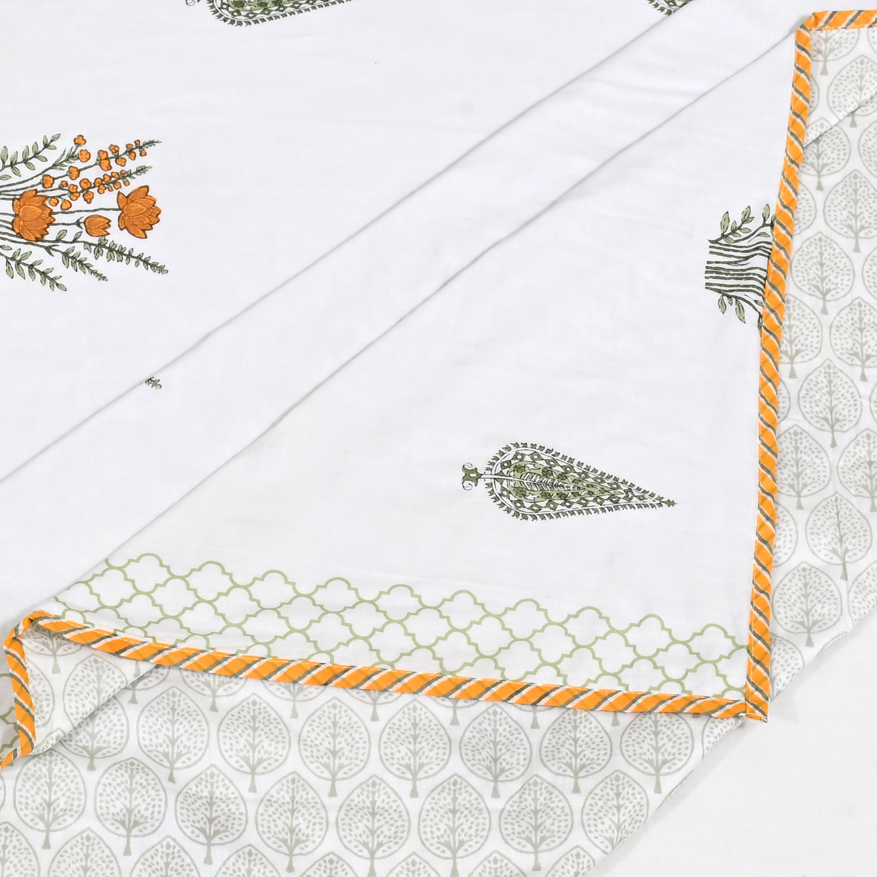 Amber Leaf Cotton Dohar Printable & Reversible