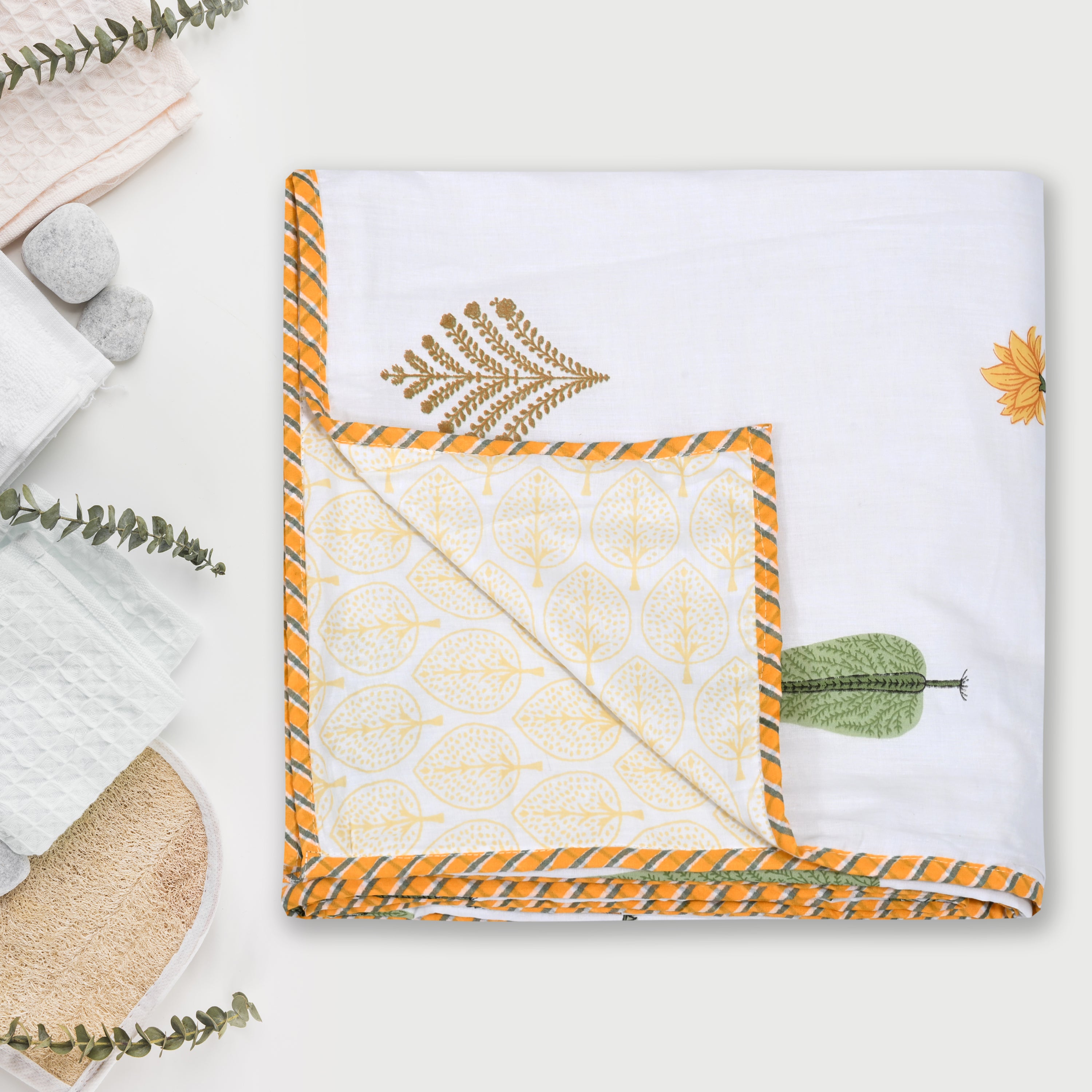 Palm & Petal Cotton Dohar Printable & Reversible