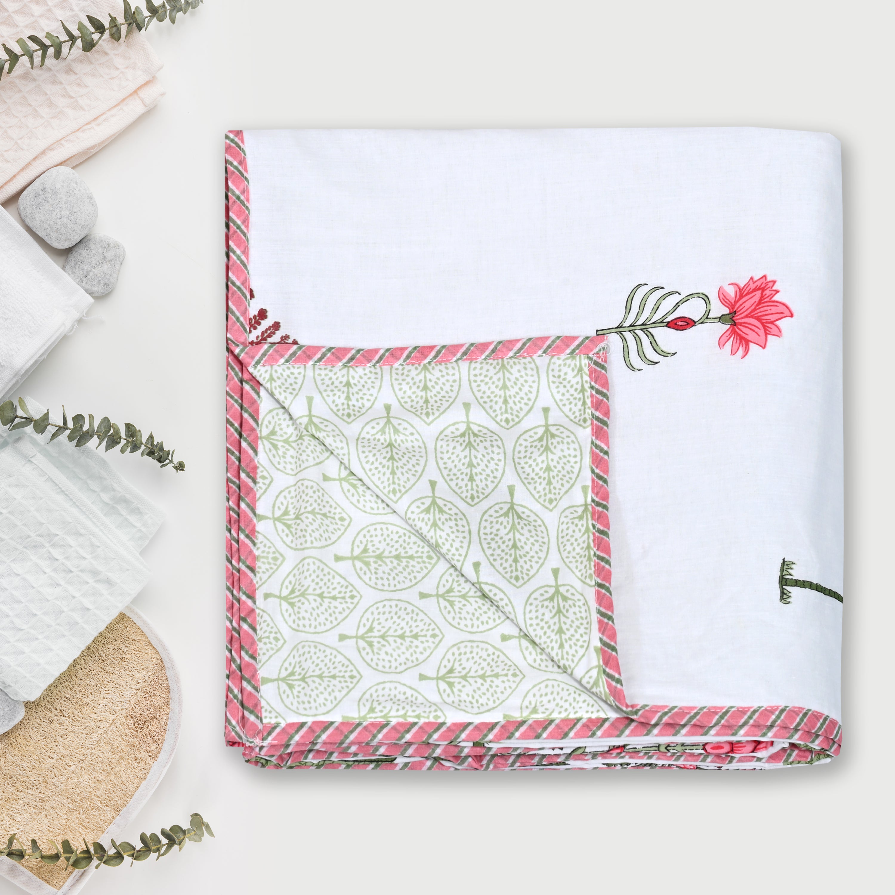 Pink Bloom Breeze Cotton Dohar Printable & Reversible