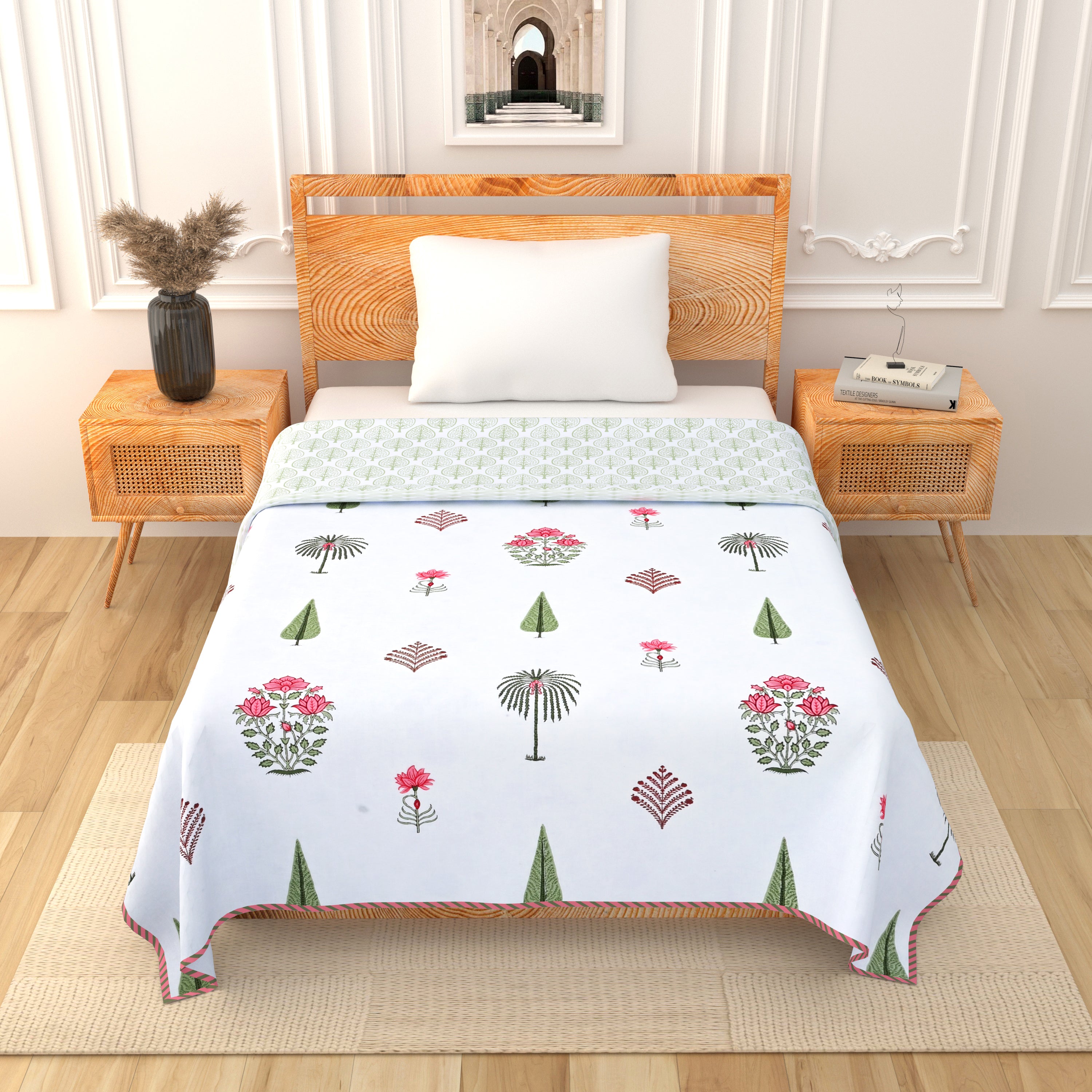 Pink Bloom Breeze Cotton Dohar Printable & Reversible